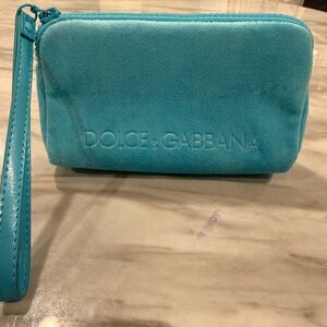 Dolce & Gabbana Turquoise Suede Wristlet Pouch